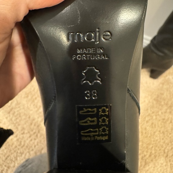 NWT Maje Over The Knee Fold Leather Boots Black - Picture 5 of 8